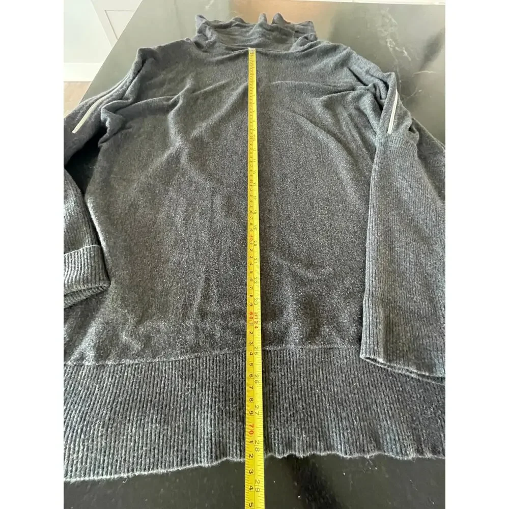 Michael Kors Gray zipper accent Cowl-neck long sleeve sweater XL